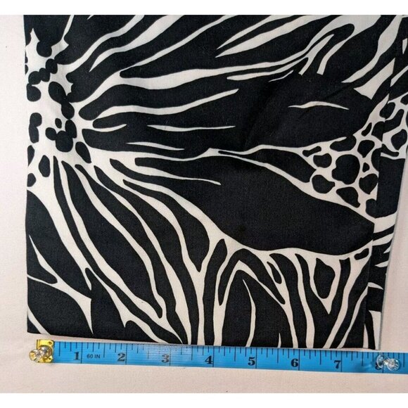 Talbots Black White Floral High Rise Wide Leg Stretch Capri Pant Womens 14 - Picture 7 of 9